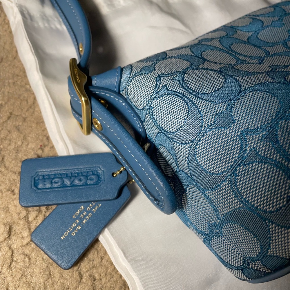 Coach 🩵 Demi Re-Edition 2003 Blue Jacquard Shoulder Bag - Picture 7 of 13